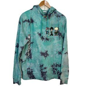 My Hero Academia Tie Dye Hoodie Mens M Blue‎ Anime Sweatshirt Pullover